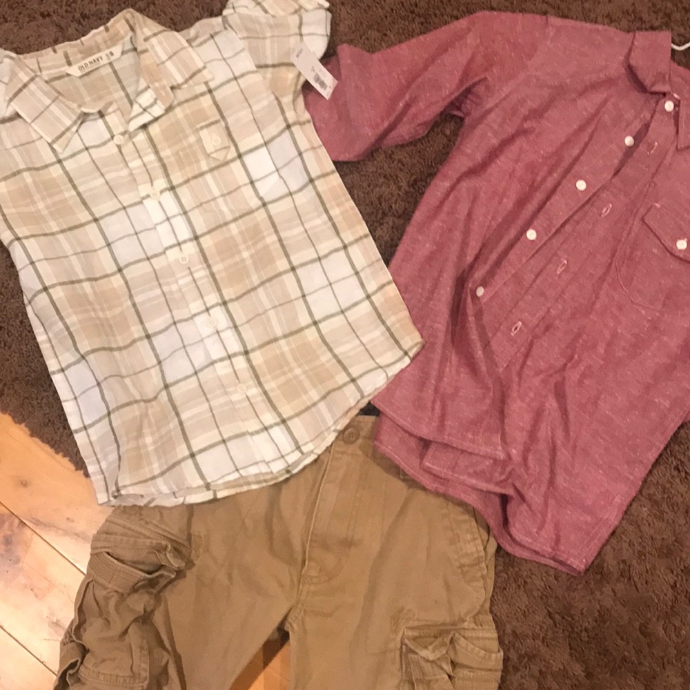New! Boys linen shirts and cargo shorts!